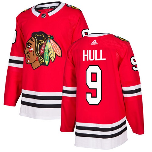 Adidas Men Chicago Blackhawks #9 Bobby Hull Red Home Authentic Stitched NHL Jersey->chicago blackhawks->NHL Jersey